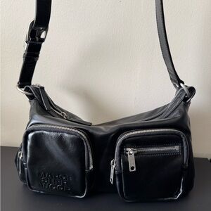 Outpocket Hobo Bag in Black Glossy